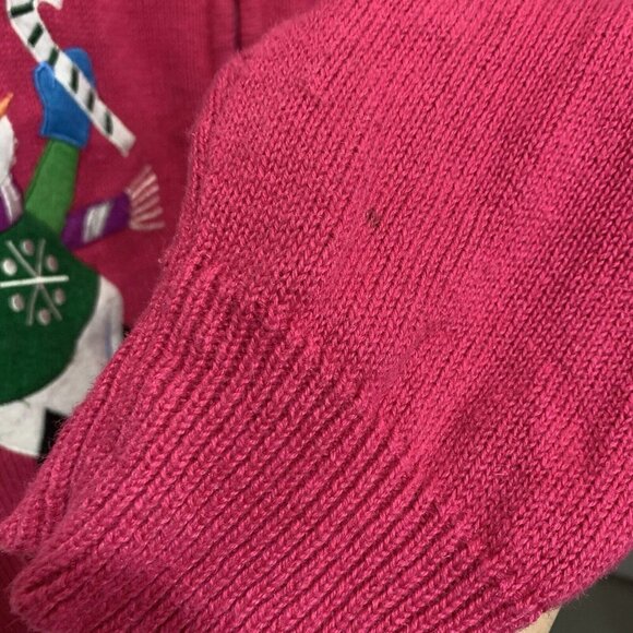 Snowman Christmas Winter Cardigan Womens 2XL Pink Zip Close Appliqué Whimsical - Picture 13 of 14